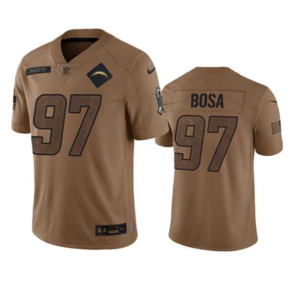 Mens Los Angeles Chargers #97 Joey Bosa 2023 Brown Salute To Service Limited Football Stitched Jersey Dyin->los angeles chargers->NFL Jersey